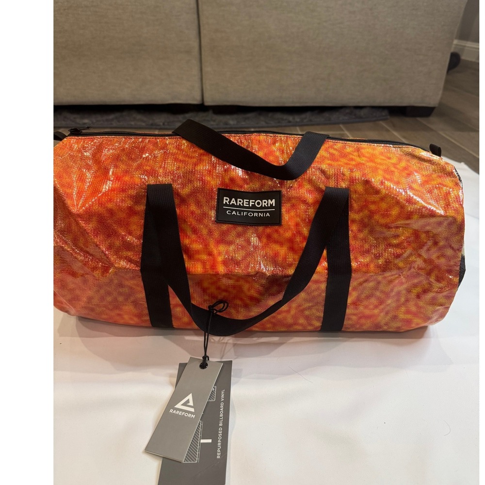 Rareform Duffel Bag Unisex Medium Orange Yellow New‎ Repurposed Billboard Vinyl